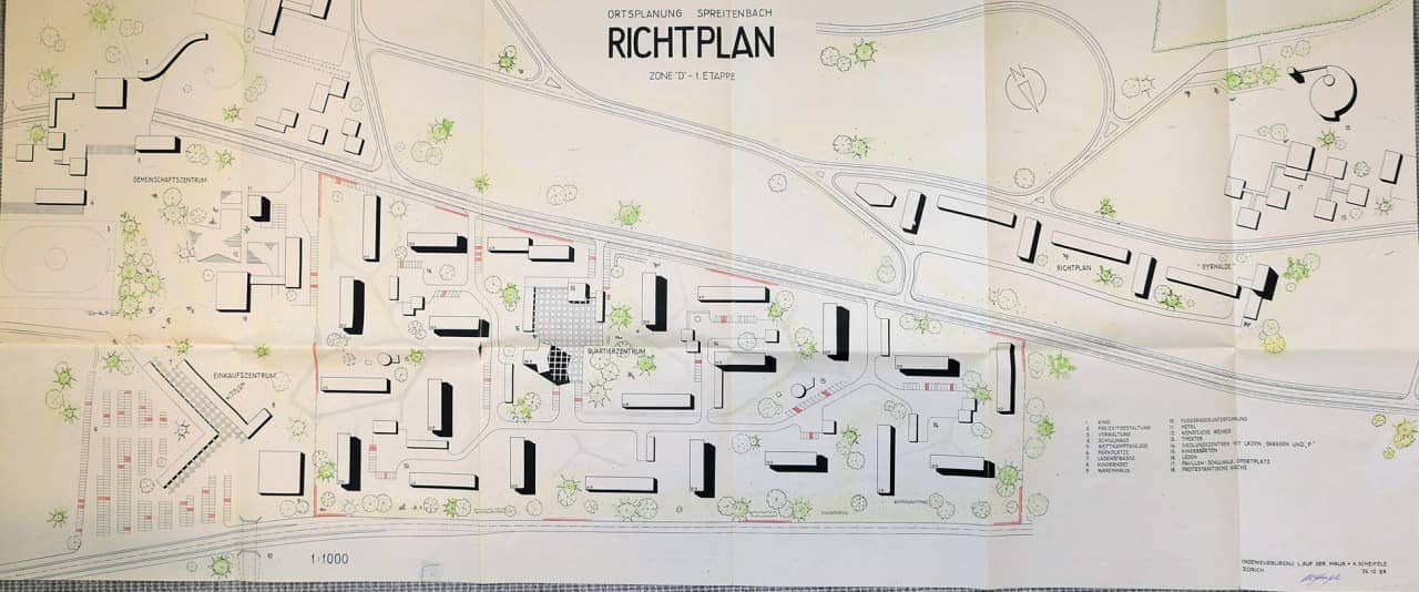 Der von Planer Klaus Scheifele erarbeitete und mit der Bauordnung von 1960 verabschiedete Richtplan für das Langäckerquartier 