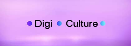 Schriftzug DigiCulture mit lila Hintergrund