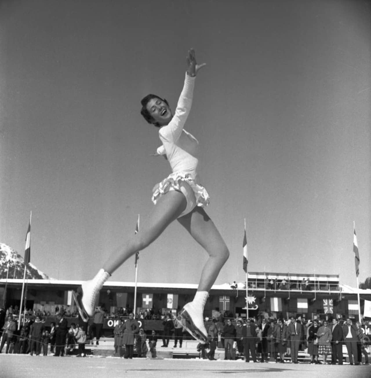 Eiskunstläuferin bei den Euraopameisterschaften in Davos 1959