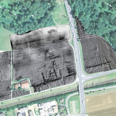 Plan der geoelektrischen Messungen auf dem Lindfeld. 