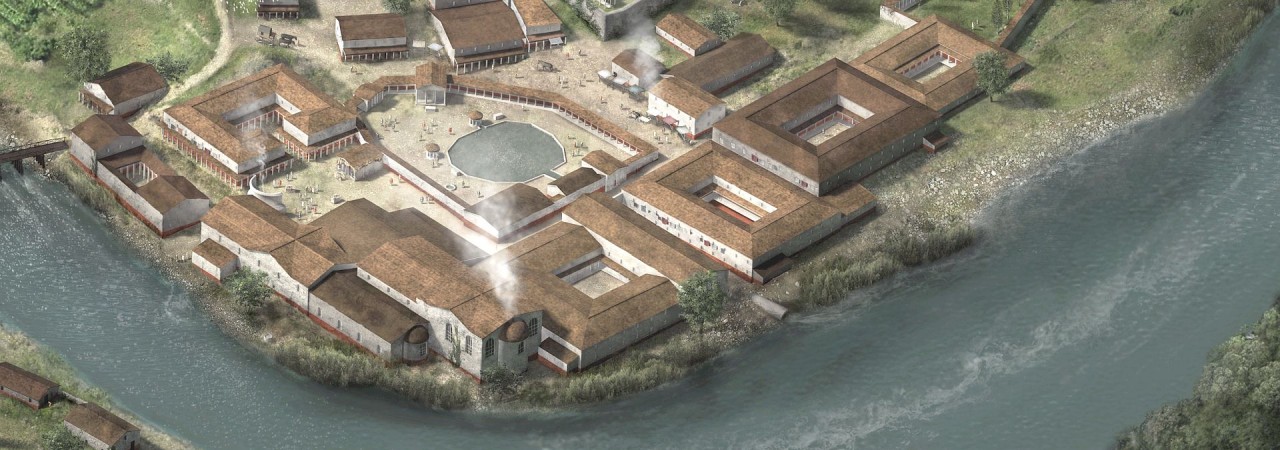 Rekonstruktionszeichnung des römischen Baden.