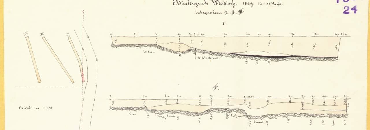 Ausgrabungsplan Amphitheater Vindonissa aus dem Jahr 1899 