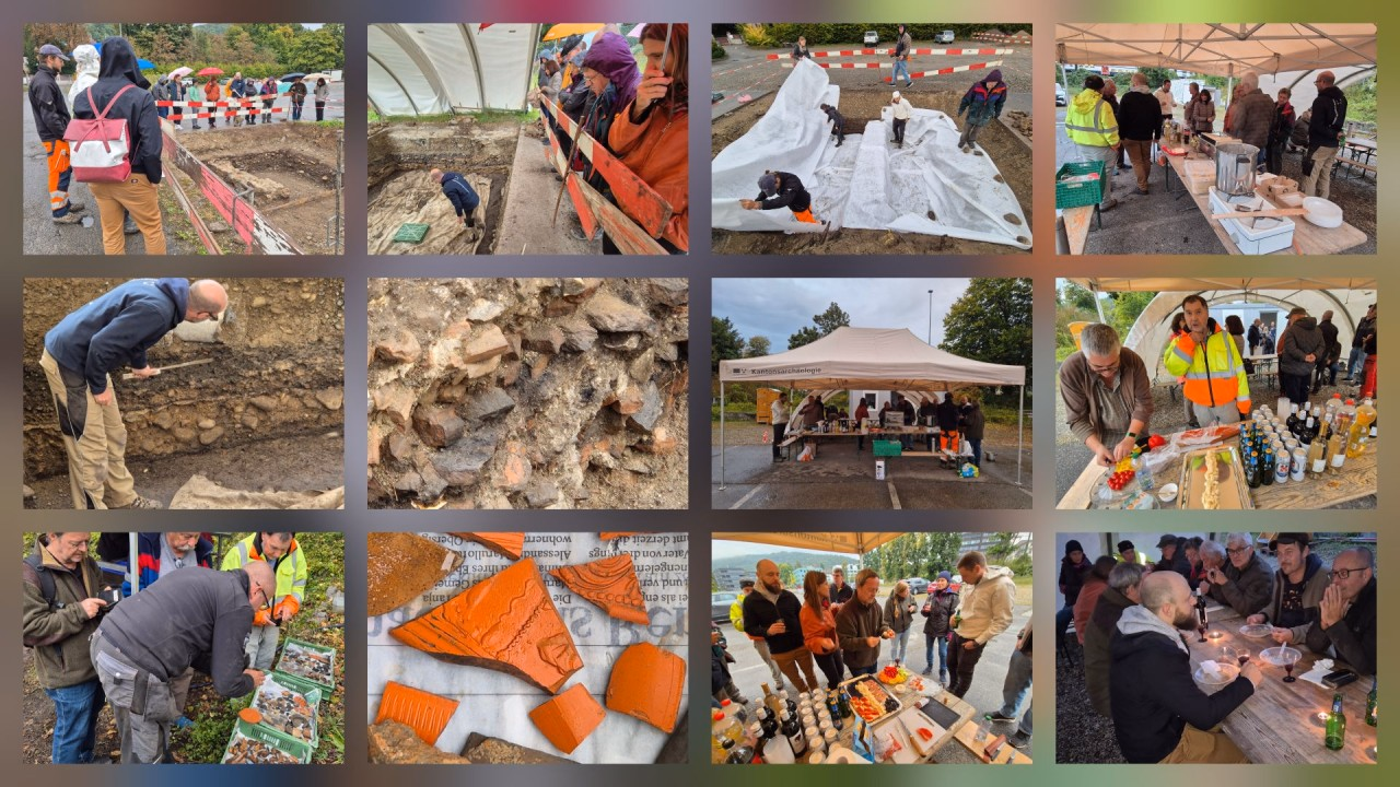 Bildercollage mit vielen Fotos vom Feldkurs und vom Abschlussfest.