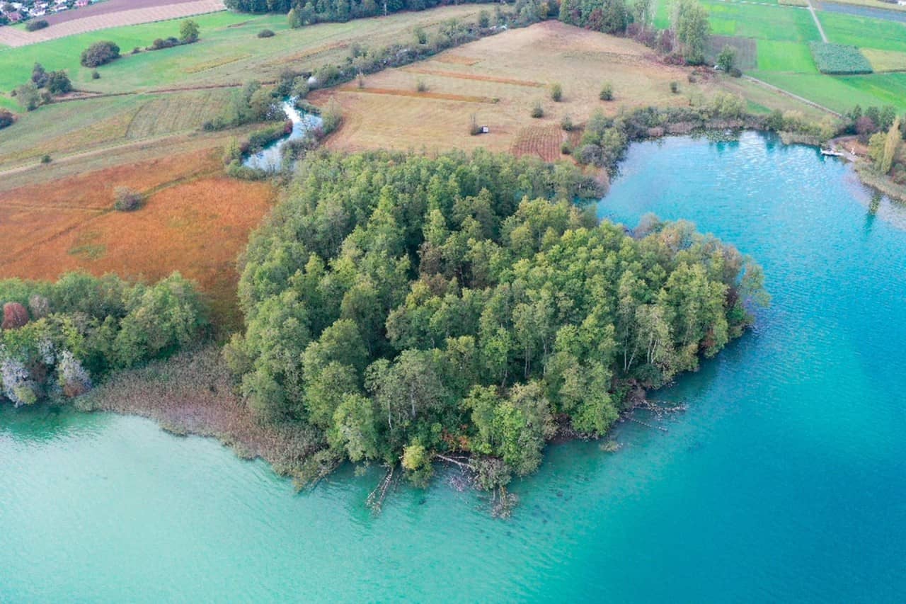 Luftbild der Halbinsel Riesi von 2021.