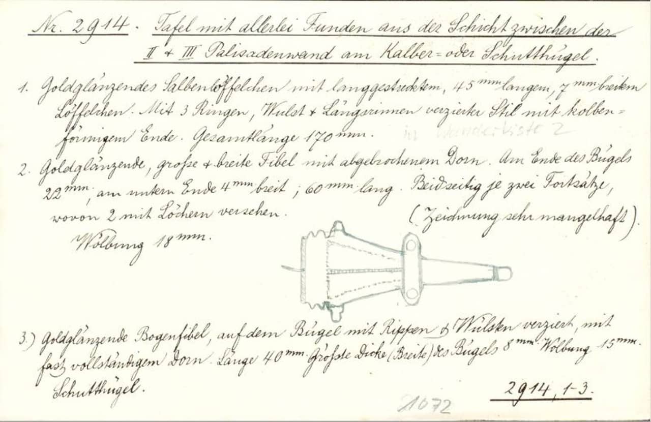 Handgeschriebene Inventarkarte