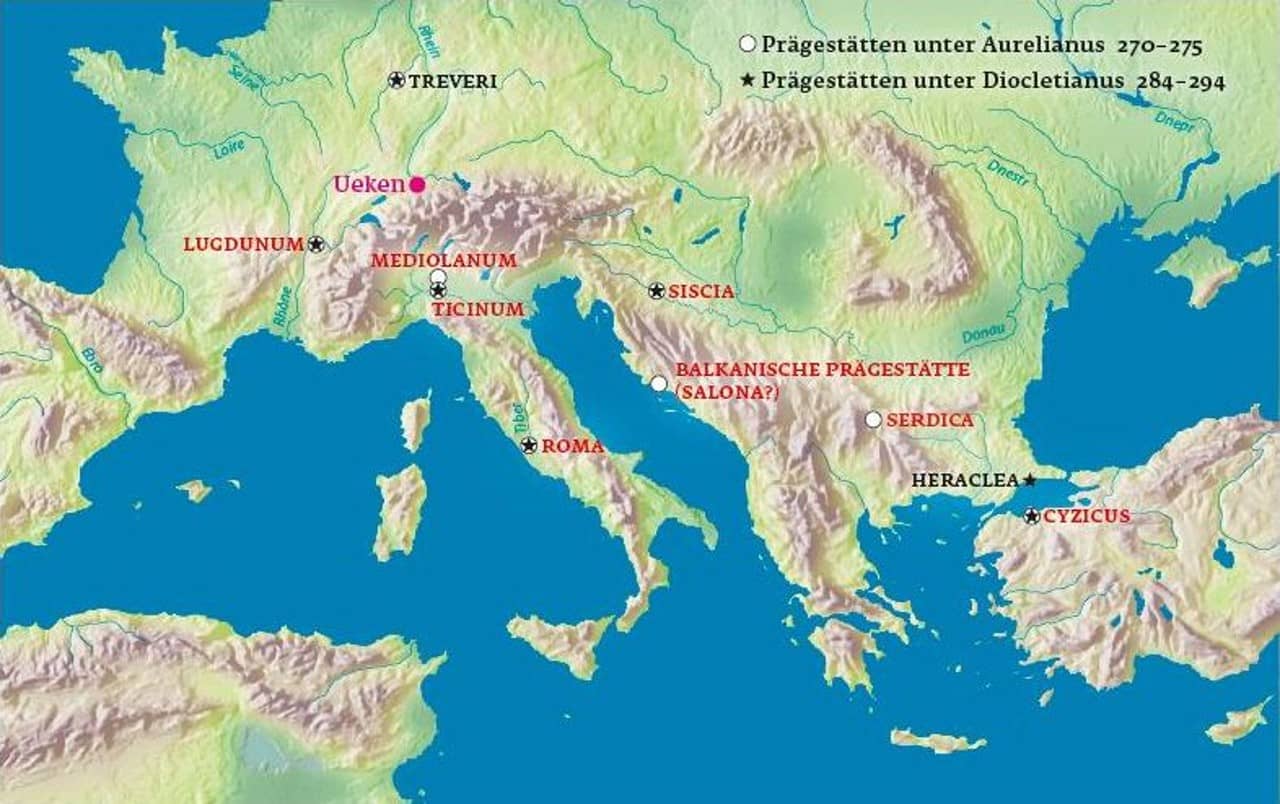 Karte mit den Münzstätten