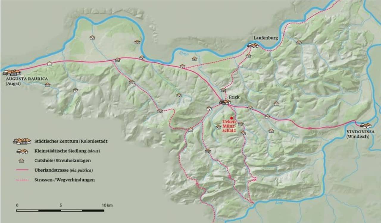 Karte von Frick und Umgebung in römischer Zeit
