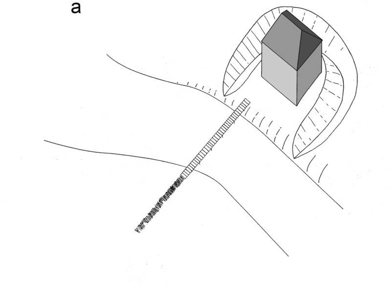 Zeichnung der Burg Hallwyl um 1180. 