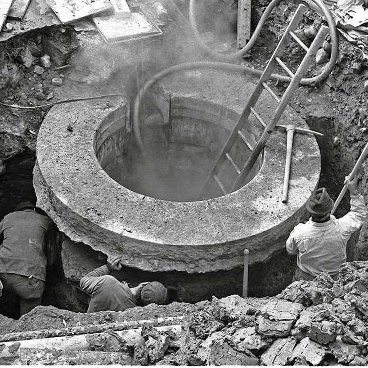 Der Grosse Heisse Stein bei Freilegungsarbeiten im Jahr 1967