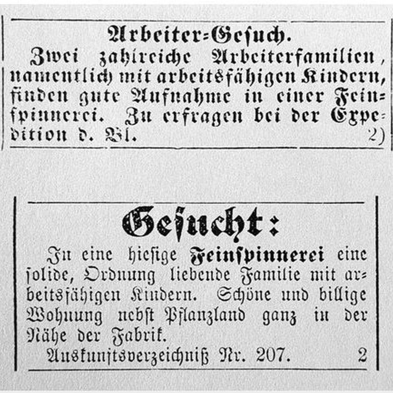 Scan zweier alter Zeitungsinserate.