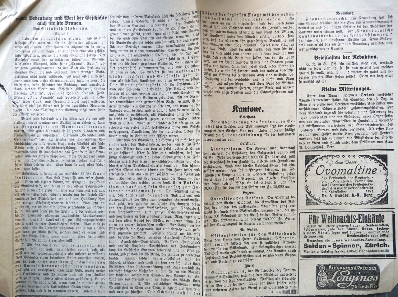 Zeitungsartikel in alter Schrift.