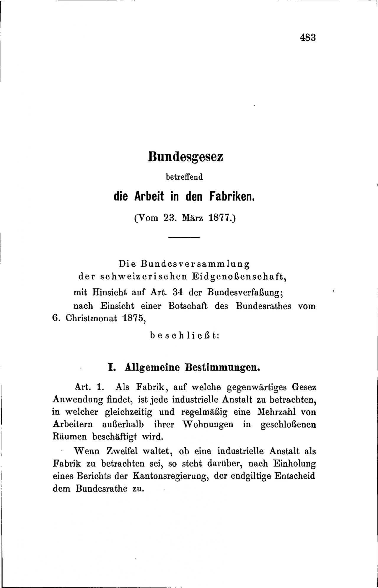 Gesetzestext mit Paragraphen zur Arbeit in den Fabriken.