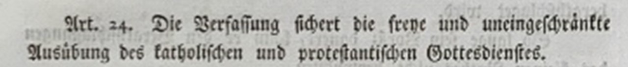 Ausschnitt aus der "Mediationsverfassung" vom 19. Februar 1803 mit Art. 24.