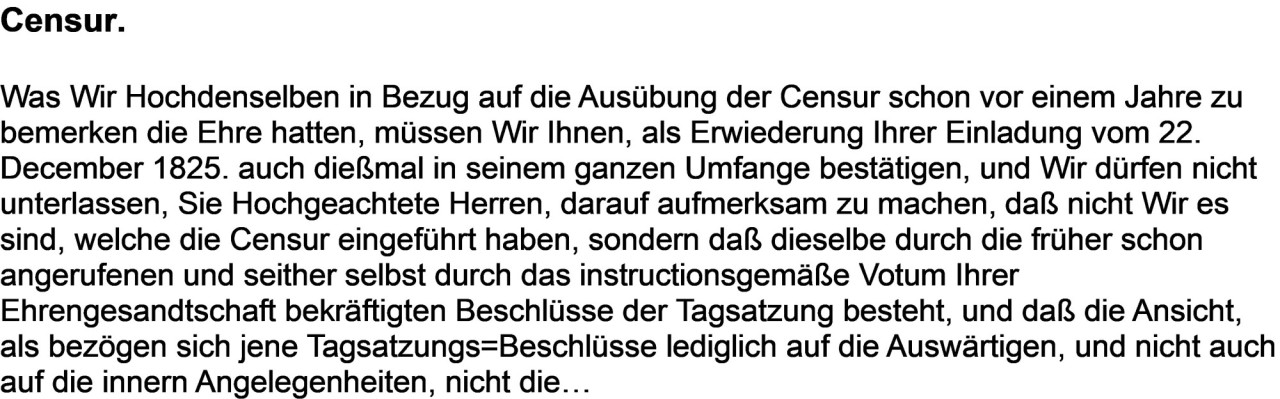 Textabschnitt zu "Censur" auf weissem Hintergrund.