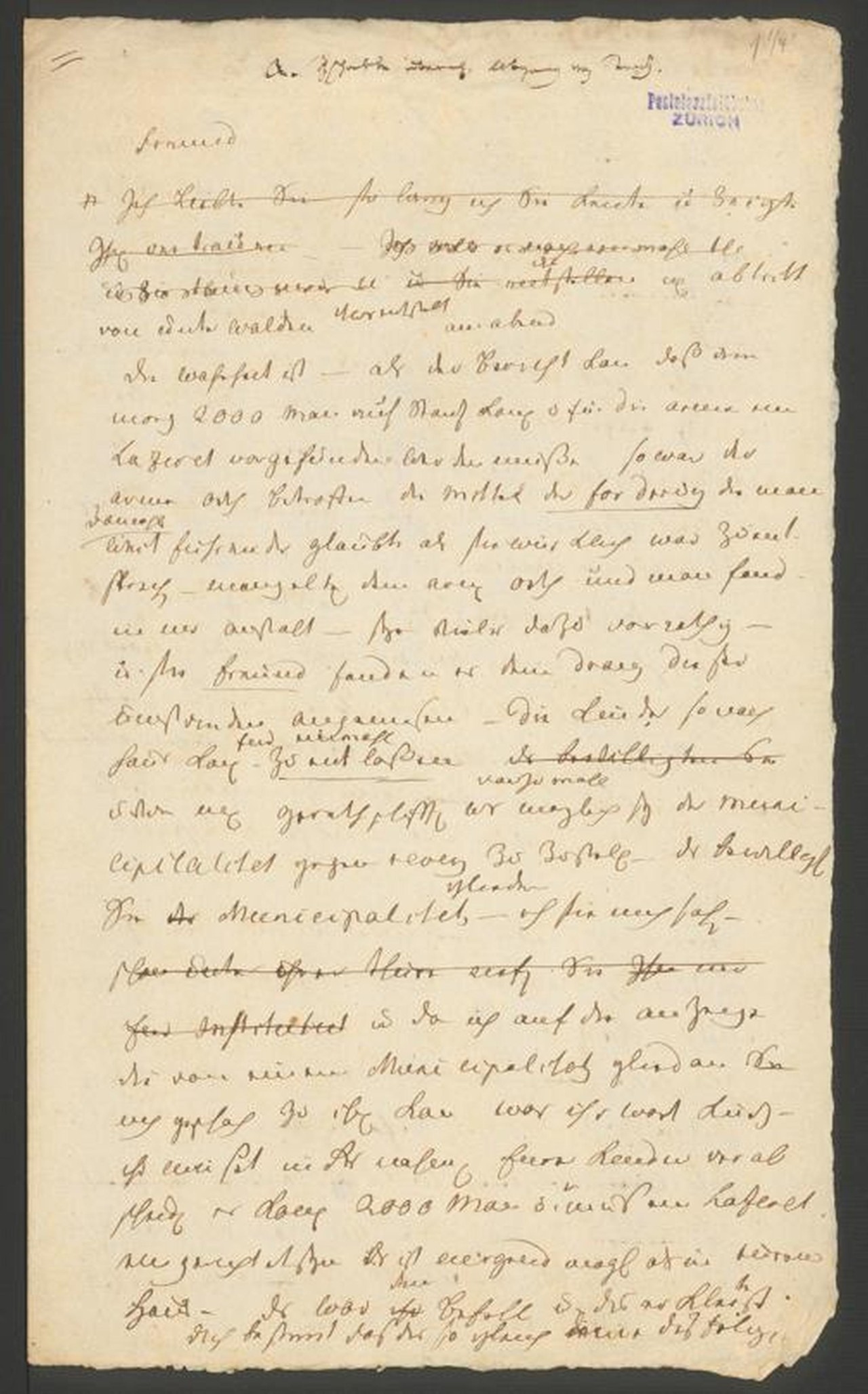 Handgeschriebener Brief auf altem Papier.