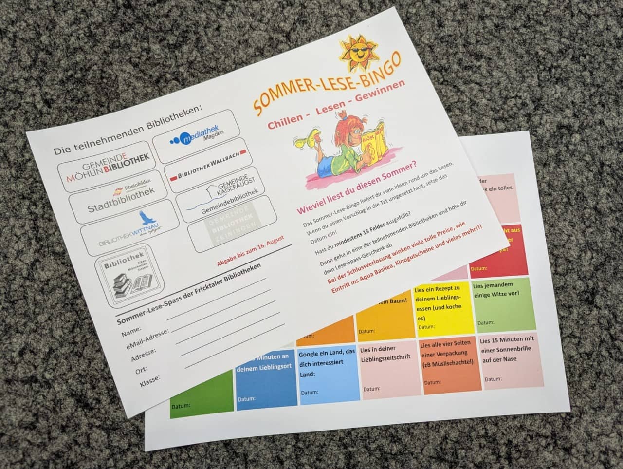 Bingokarte für Kinder in bunten Farben