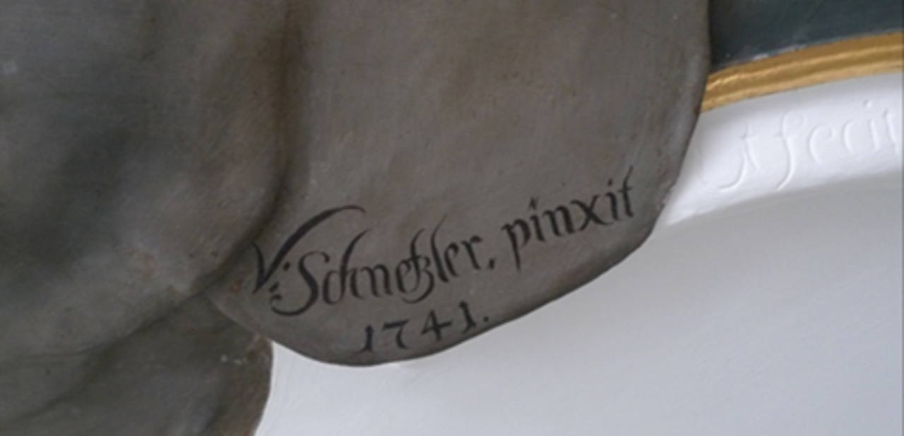 Signatur des Malers und Stuckateurs Johann Ulrich Schnetzler. 