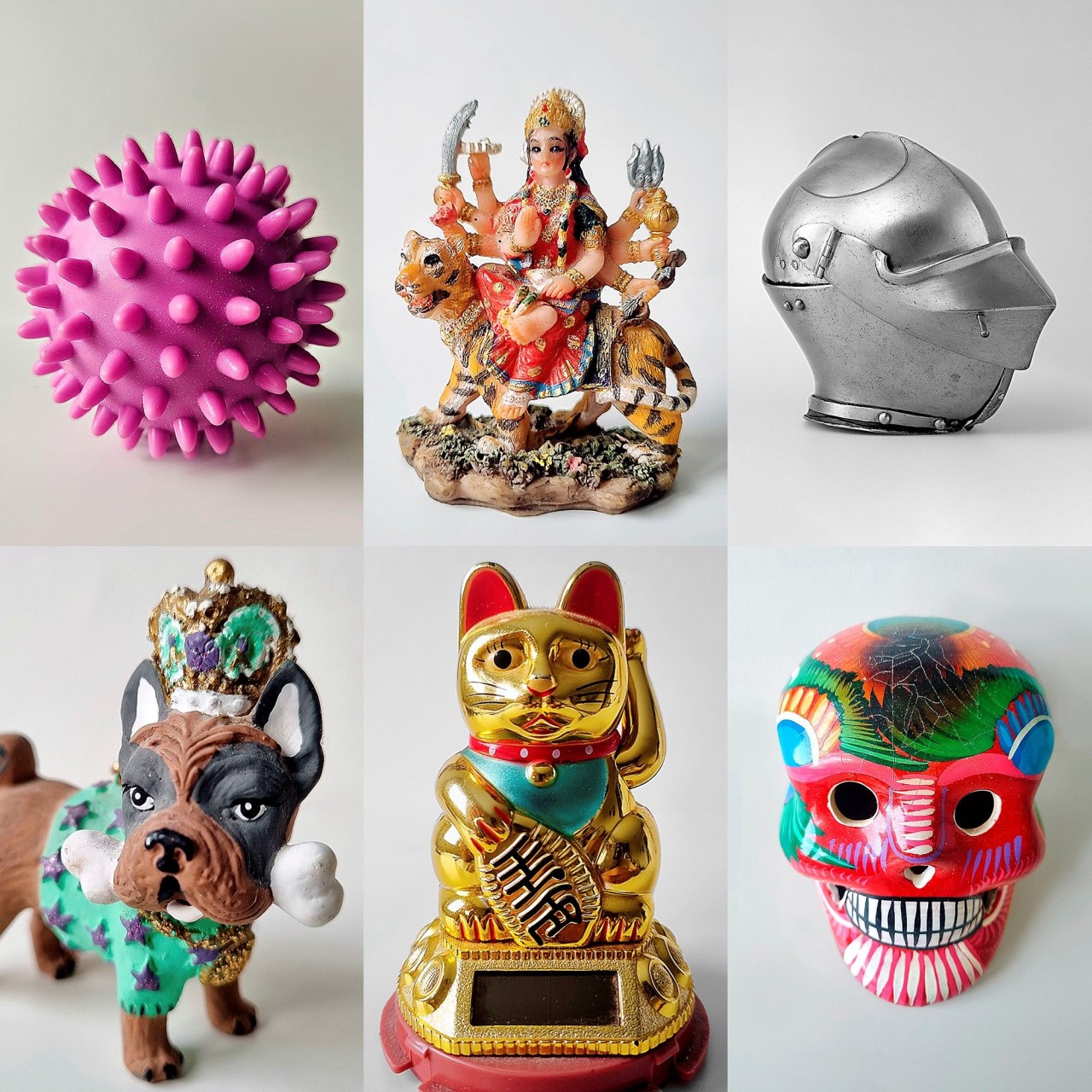 Bildzusammenstellung von sechs kuriosen Figuren