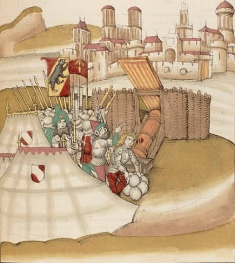 Zeichnung der Belagerung von Lenzburg
