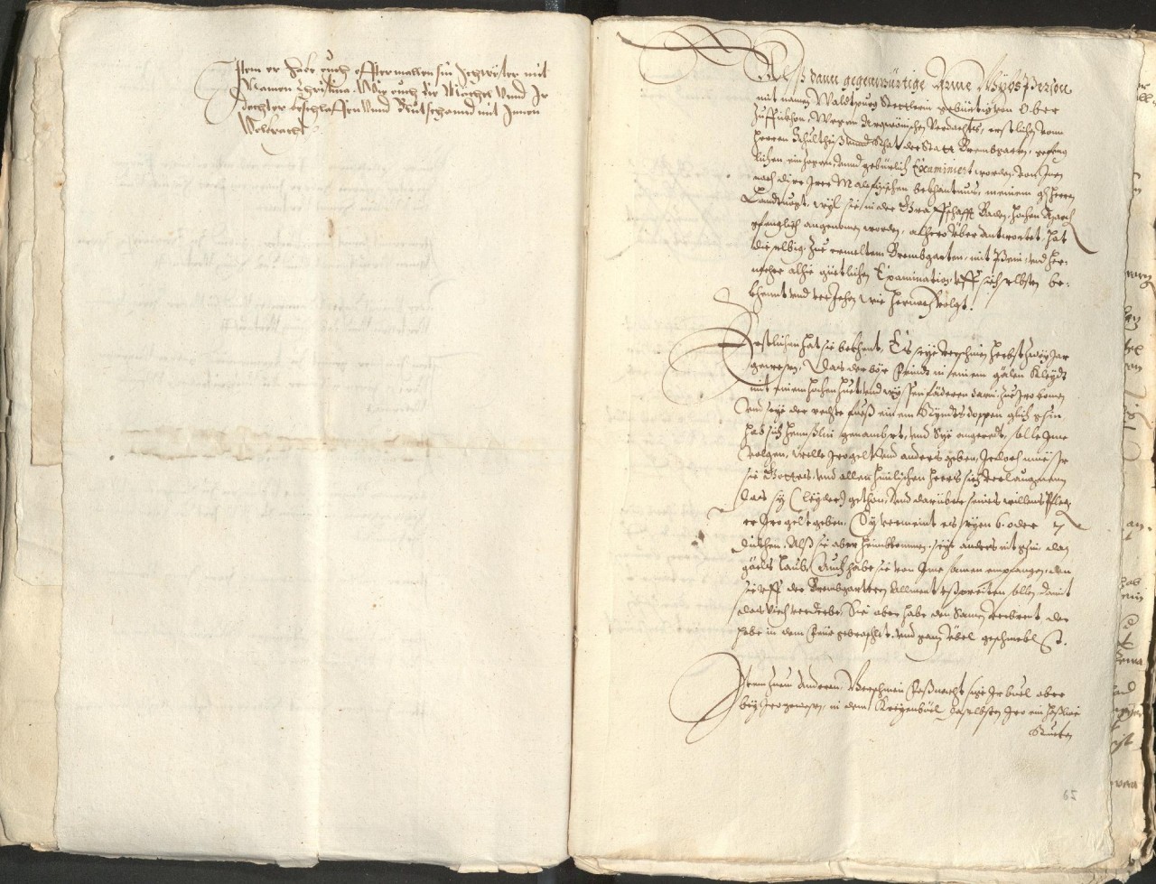 Handgeschriebene historische Dokumente auf vergilbtem Papier, mit altmodischer Schrift und dekorativen Initialen, aufgeschlagen und leicht verblasst.