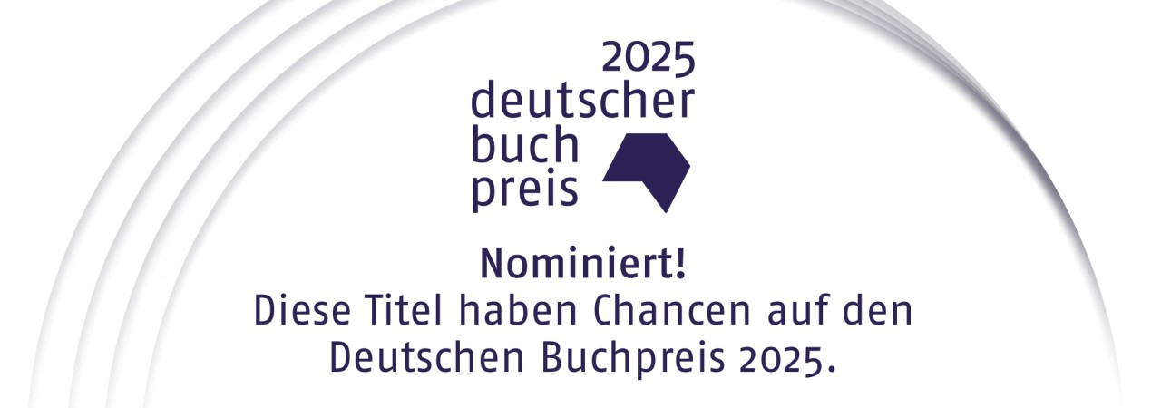 Buchpreis-Logo in blauer Schrift vor weissem Hintergrund.