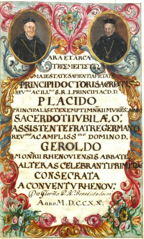 Titelblatt von Zwei Festschriften für Abt Placidus, MsMurF 76