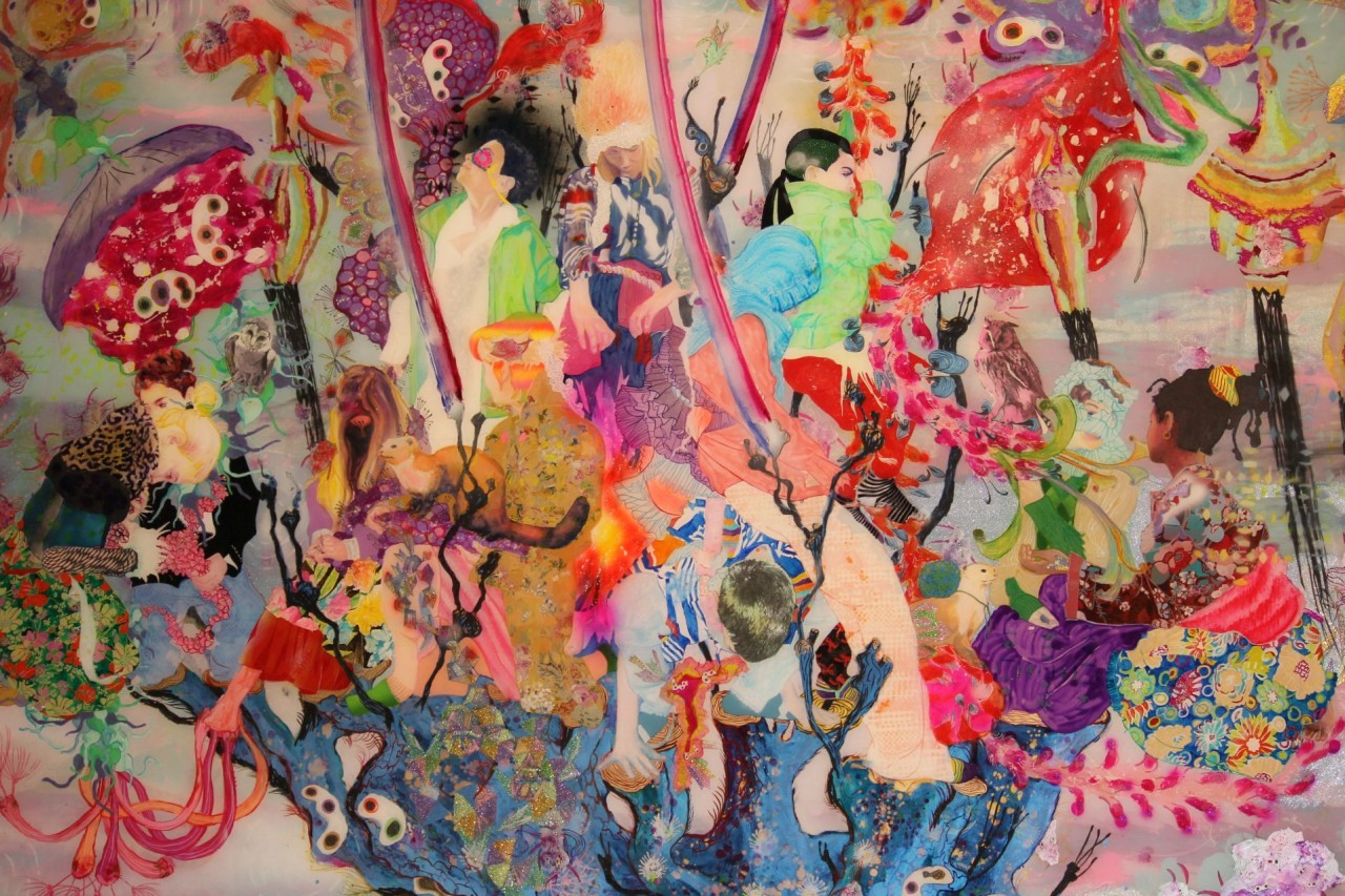 Buntes Bild mit gemalten Figuren