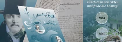 Illustration mit Smartphone und historischen Figuren