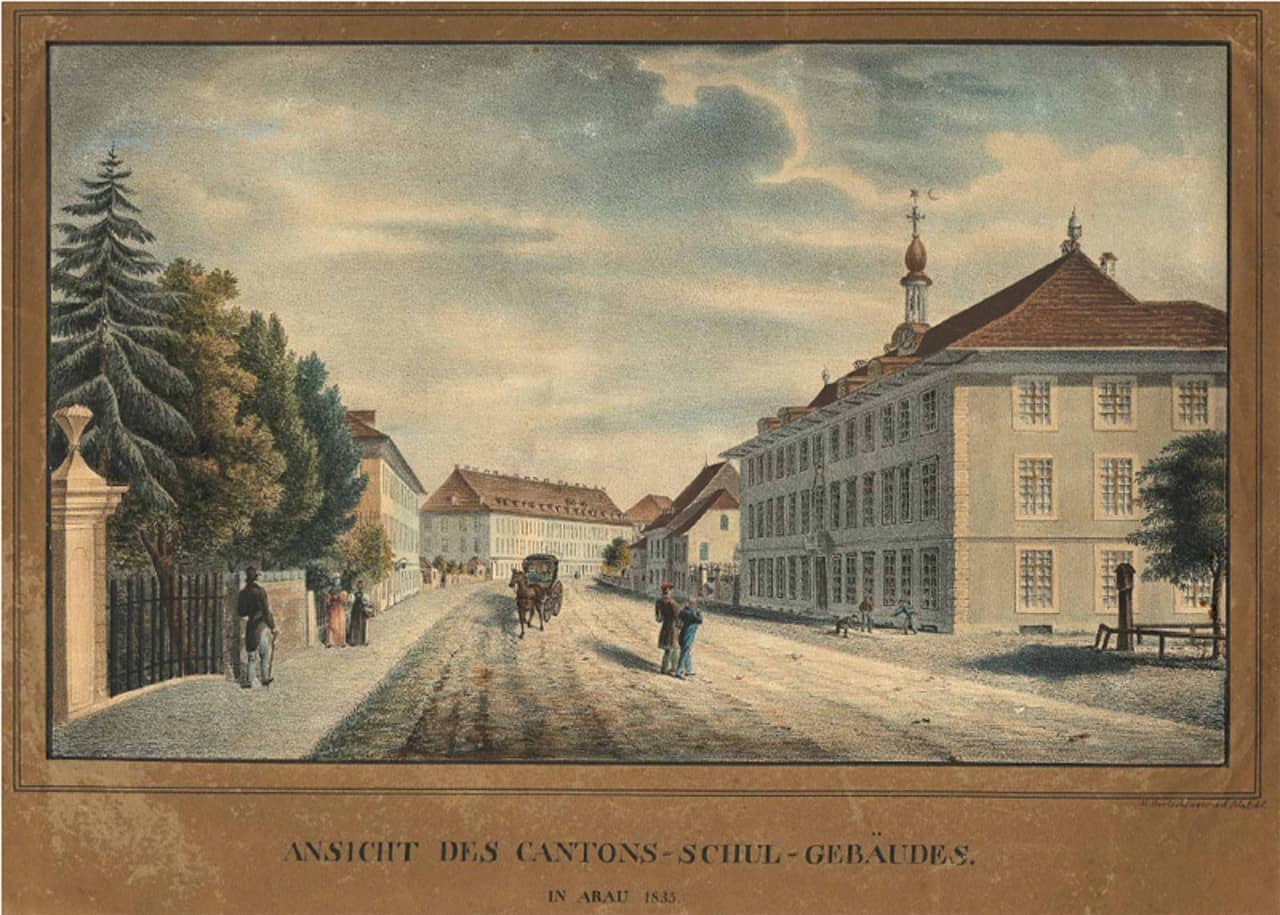 Gemaltes Bild der Alten Kantonsschule in Aarau