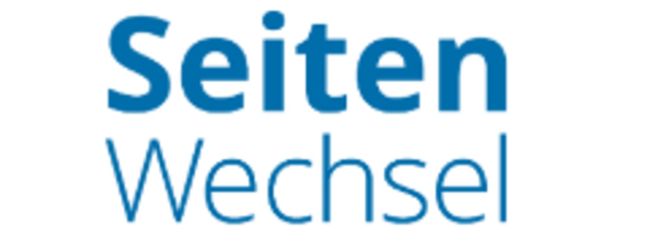 SeitenWechsel Logo -Blaue Schrift auf weissem Grund