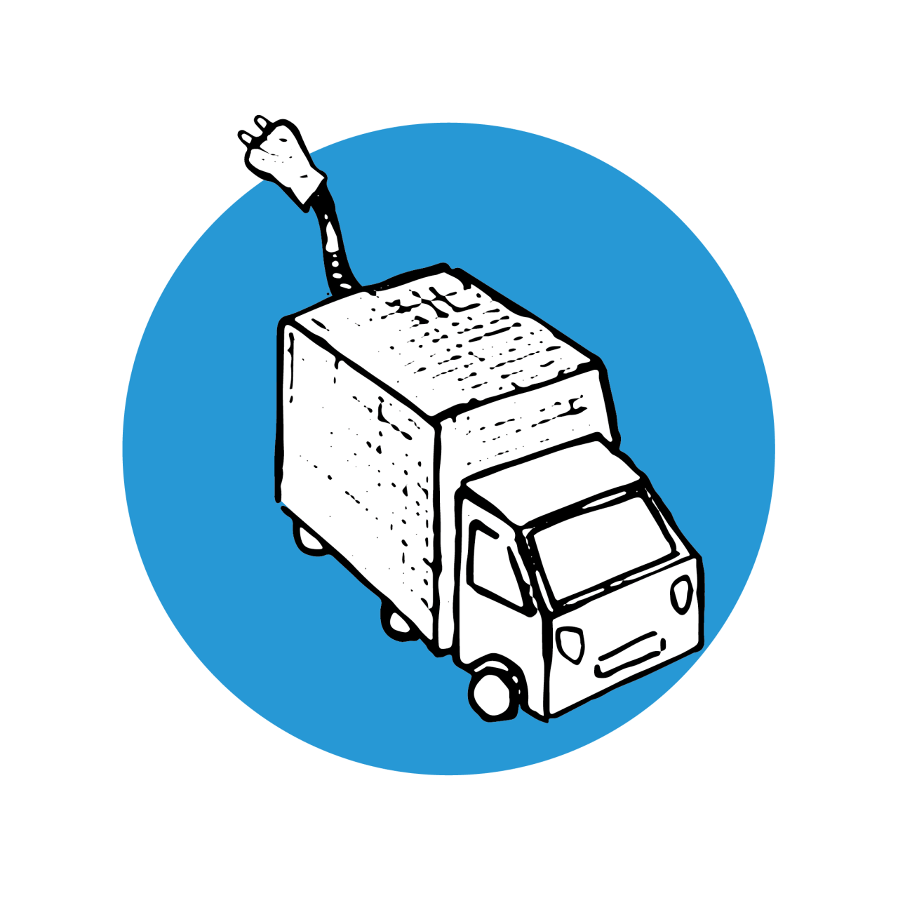 Grafik Lastwagen mit Stromkabel.