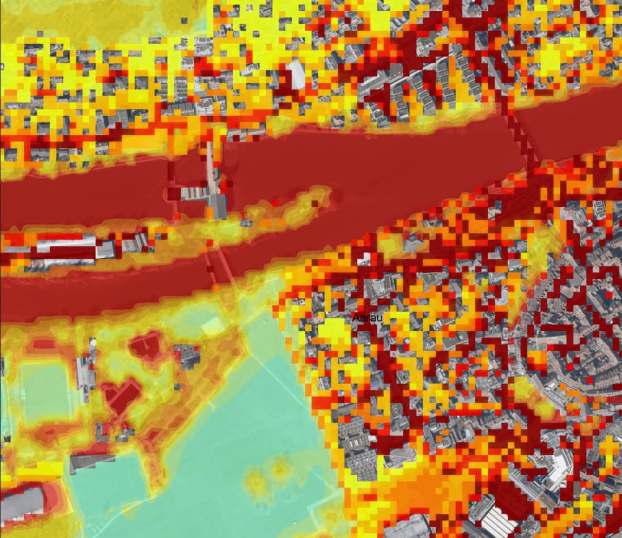 Screenshot der Klimaanalysekarte mit den Zukunftsszenarien