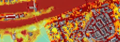 Screenshot der Klimaanalysekarte mit den Zukunftsszenarien