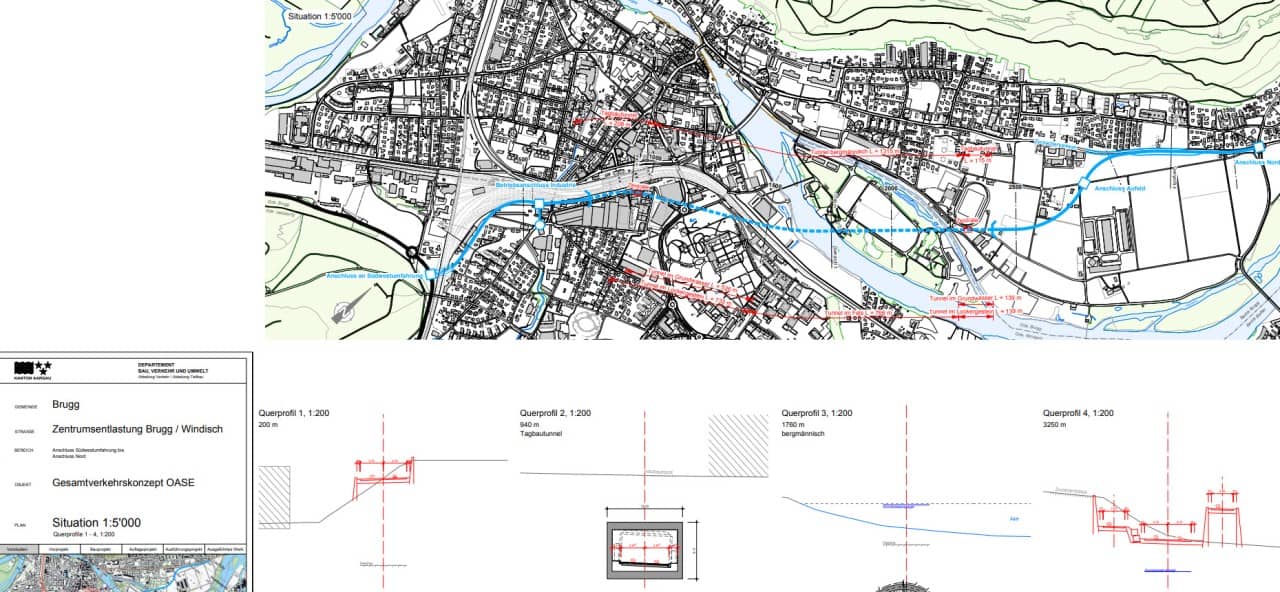 Situationsplan Zentrumsentlastung Brugg/Windisch