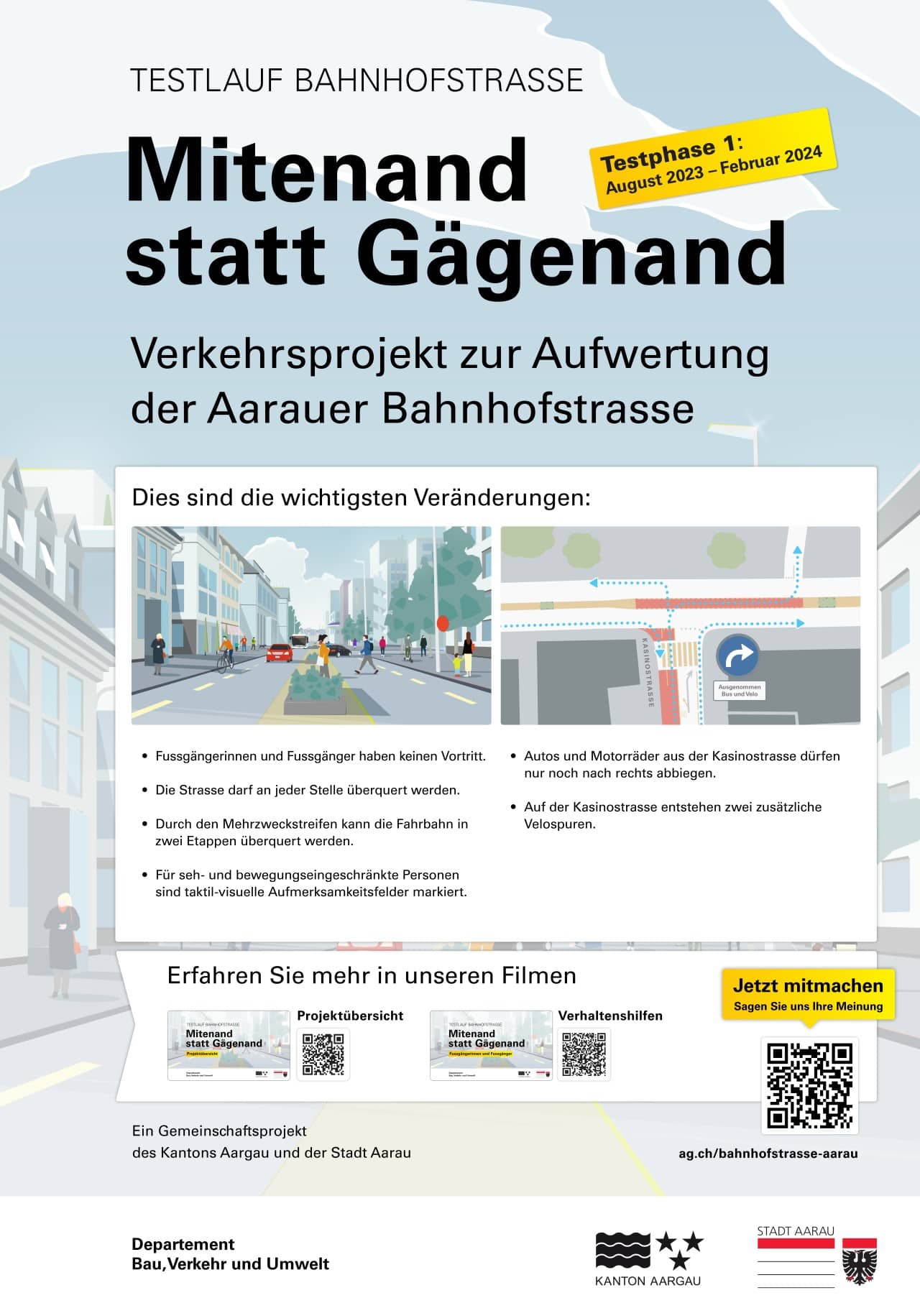 Plakat Testlauf Bahnhofstrasse Aarau