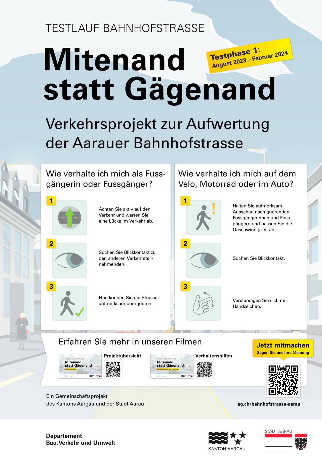 Plakat Testlauf Bahnhofstrasse Aarau