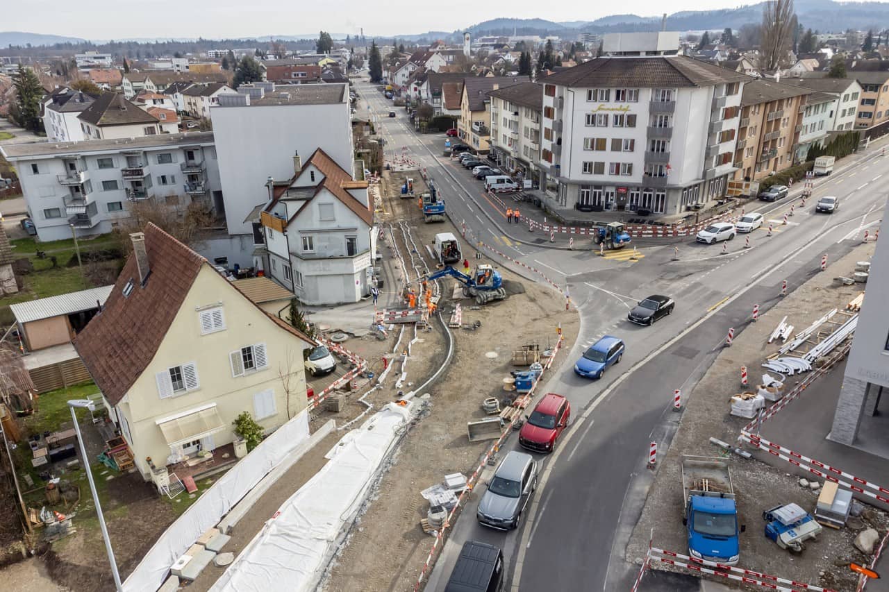 Drohnenaufnahme der Bauarbeiten beim Teilprojekt 2