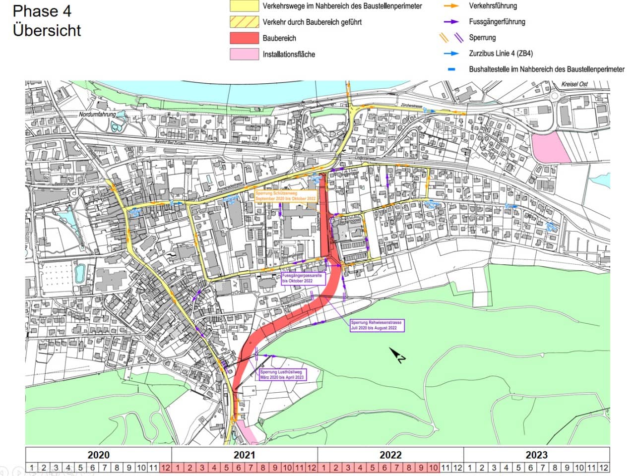 Plan der Bauphase 4 Ostumfahrung Bad Zurzach mit Detailangaben