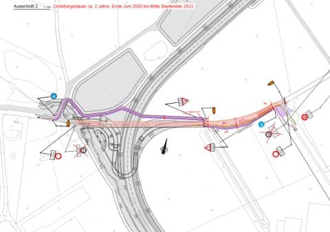 Plan der Verkehrsumleitung am Büblikerweg und der Mellingerstrasse 