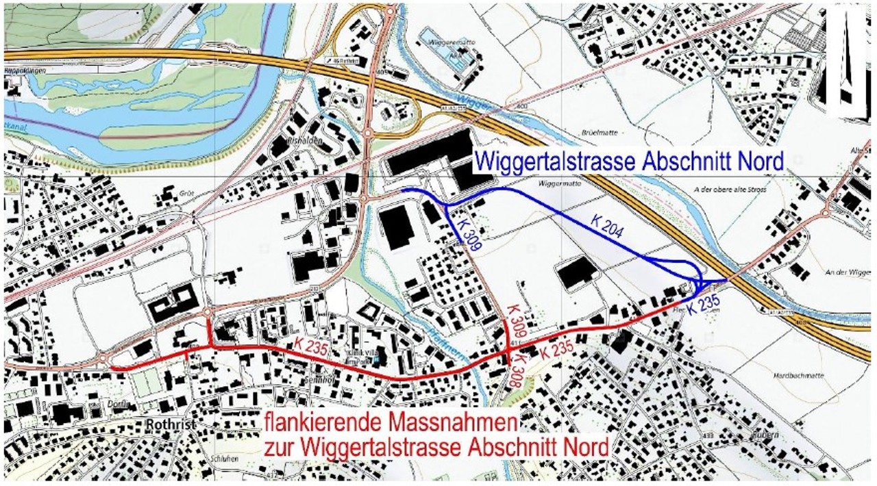 Übersicht Wiggertalstrasse Abschnitt Nord und flankierende Massnahmen