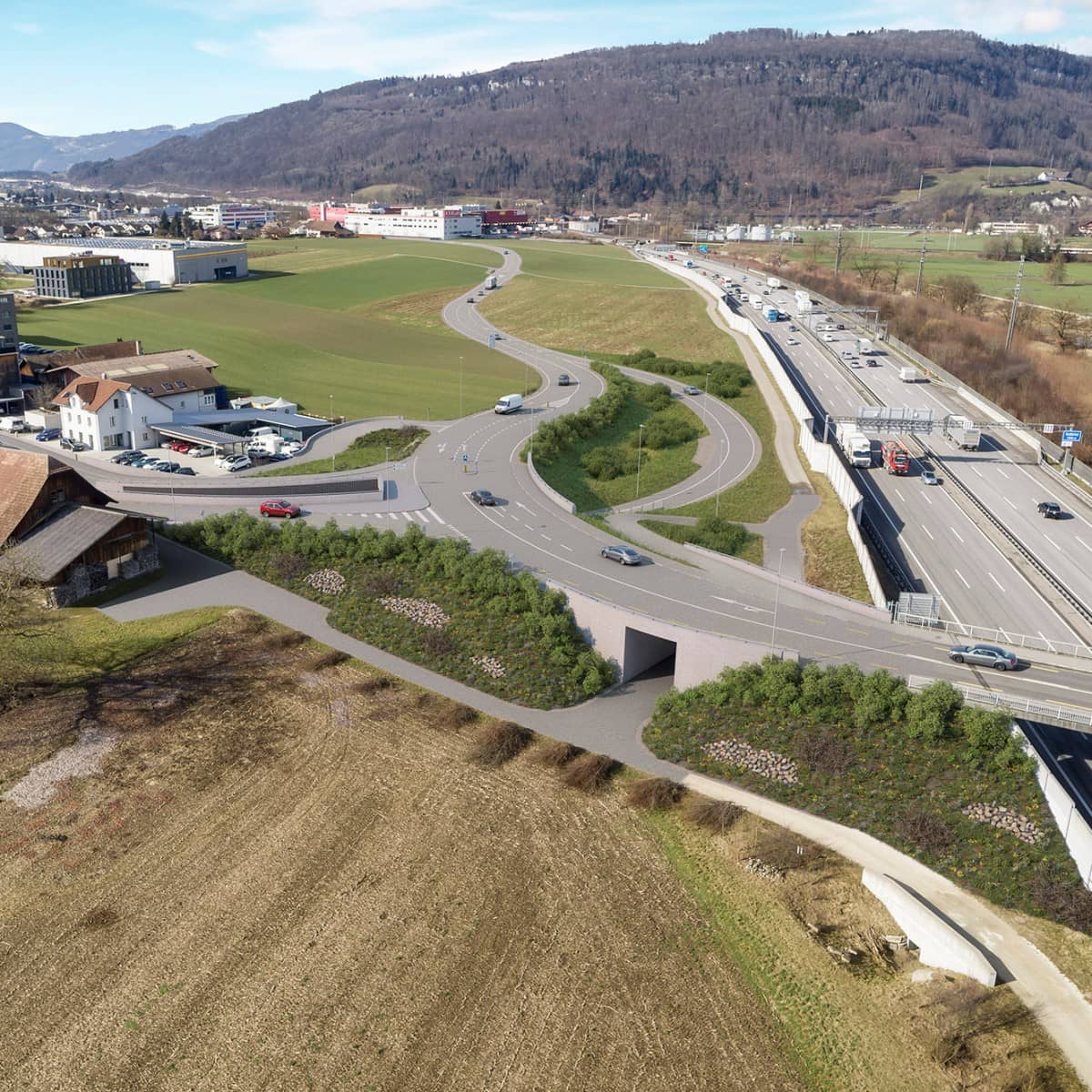 Knoten Wiggerbrücke mit Personen- und Landwirtschaftsunterführung