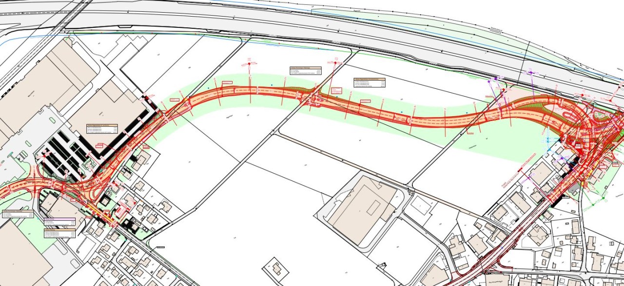 Plan der neuen Wiggertalstrasse Abschnitt Nord (K 204) 