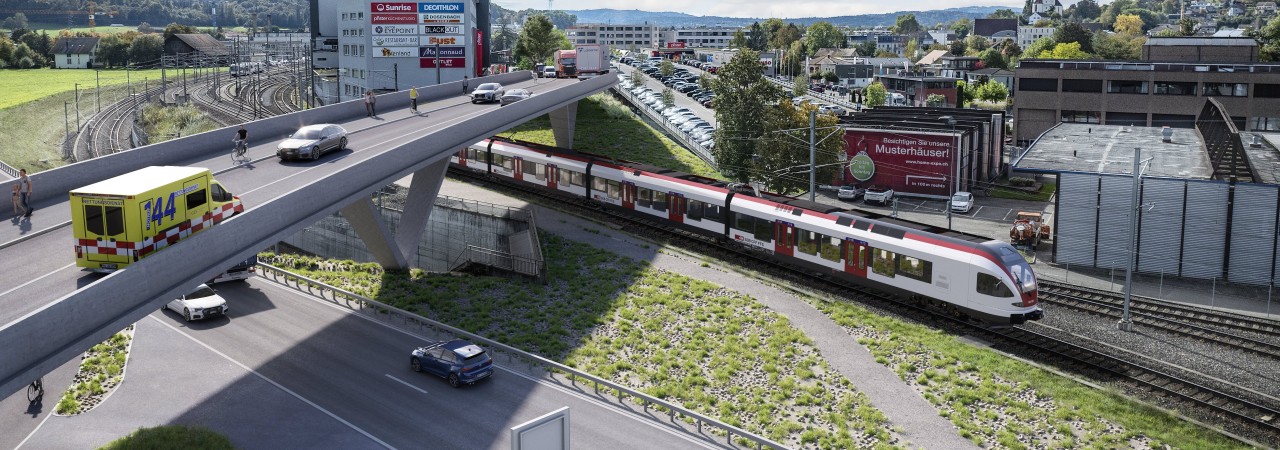 Neue Überführung Bernstrasse Ost B-178 über die NK241, Möbel Pfister.