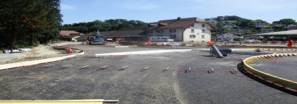 Vorgängige Schalungsarbeiten für Betonkreisel, Ende Juni 2019