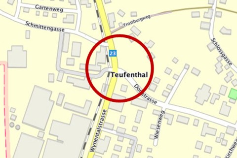 Karte mit Kreuzung in Teufenthal