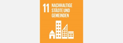 Logo SDG 11: Nachhaltige Städte und Gemeinden