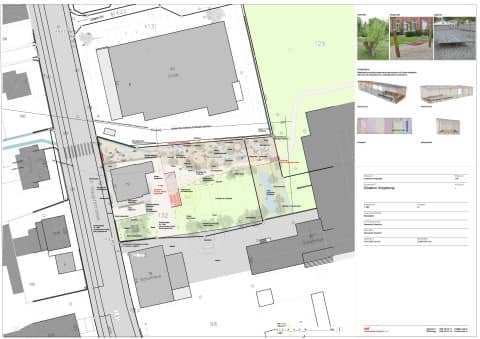 Plan mit der neuen Gestaltung der Umgebung des Jugendhauses