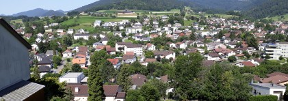 Dorf Erlinsbach mit Häusern und Bäumen