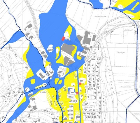 Gefahrenkarte Hochwasser, Ausschnitt Gontenschwil
