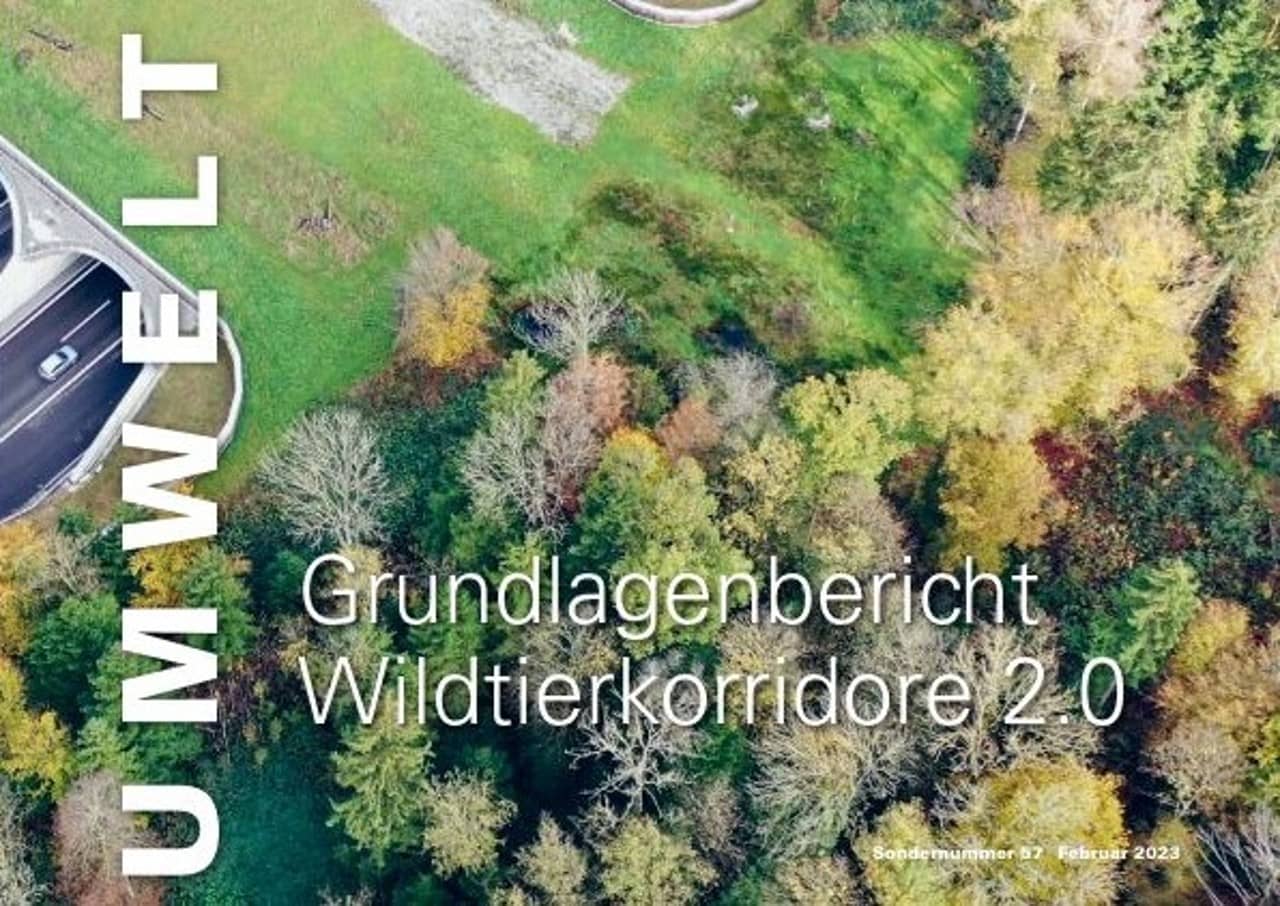 Ausschnitt des Titelblatts der Broschüre "Grundlagenbericht Wildtierkorridore 2.0"